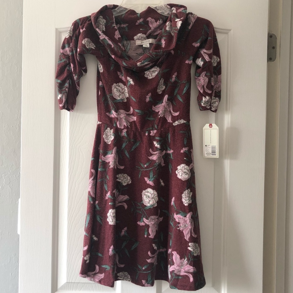 NWT Adam Levine Fall Cowl Neck Half Sleeve Dress